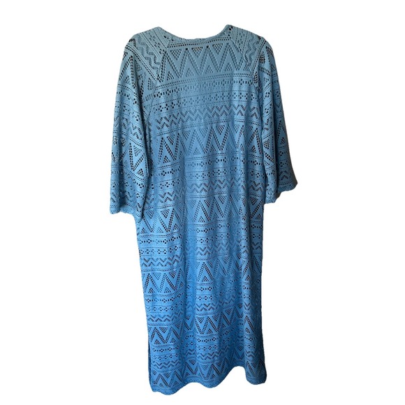 Colleen Lopez Crochet Vacation Maxi Dress with Cami Slip Size L Beach Nautical - Picture 3 of 3